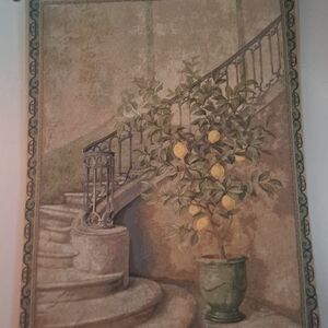 Lemon Stairwell" wall tapestry, designed by artist Fabrice de Villeneuve. 
